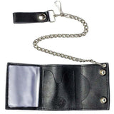 Wholesale Pirate with Crossed Swords Trifold Leather Wallet with Chain High-Quality and Stylish