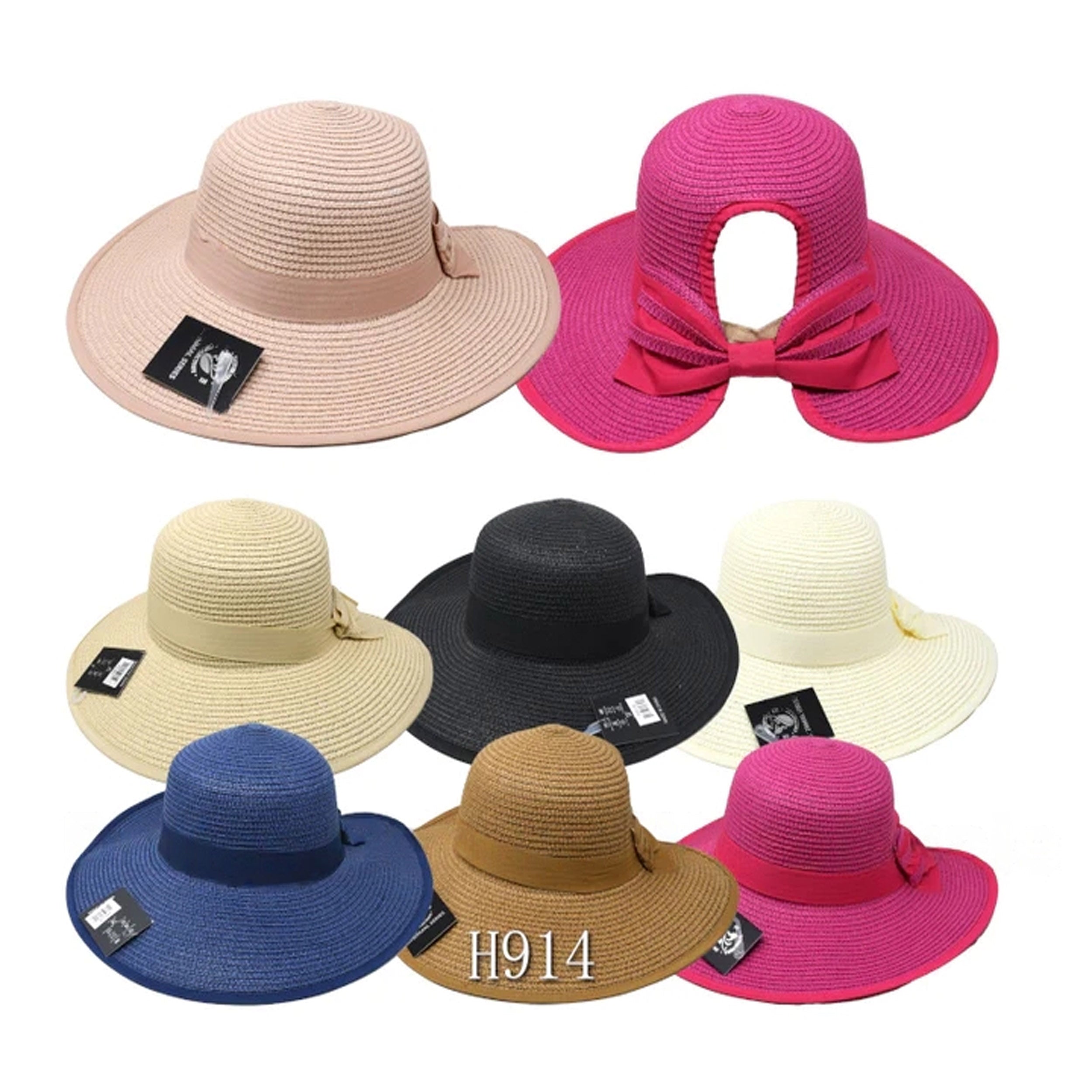 Wholesale Women Foldable Straw Hats MOQ -12 pcs