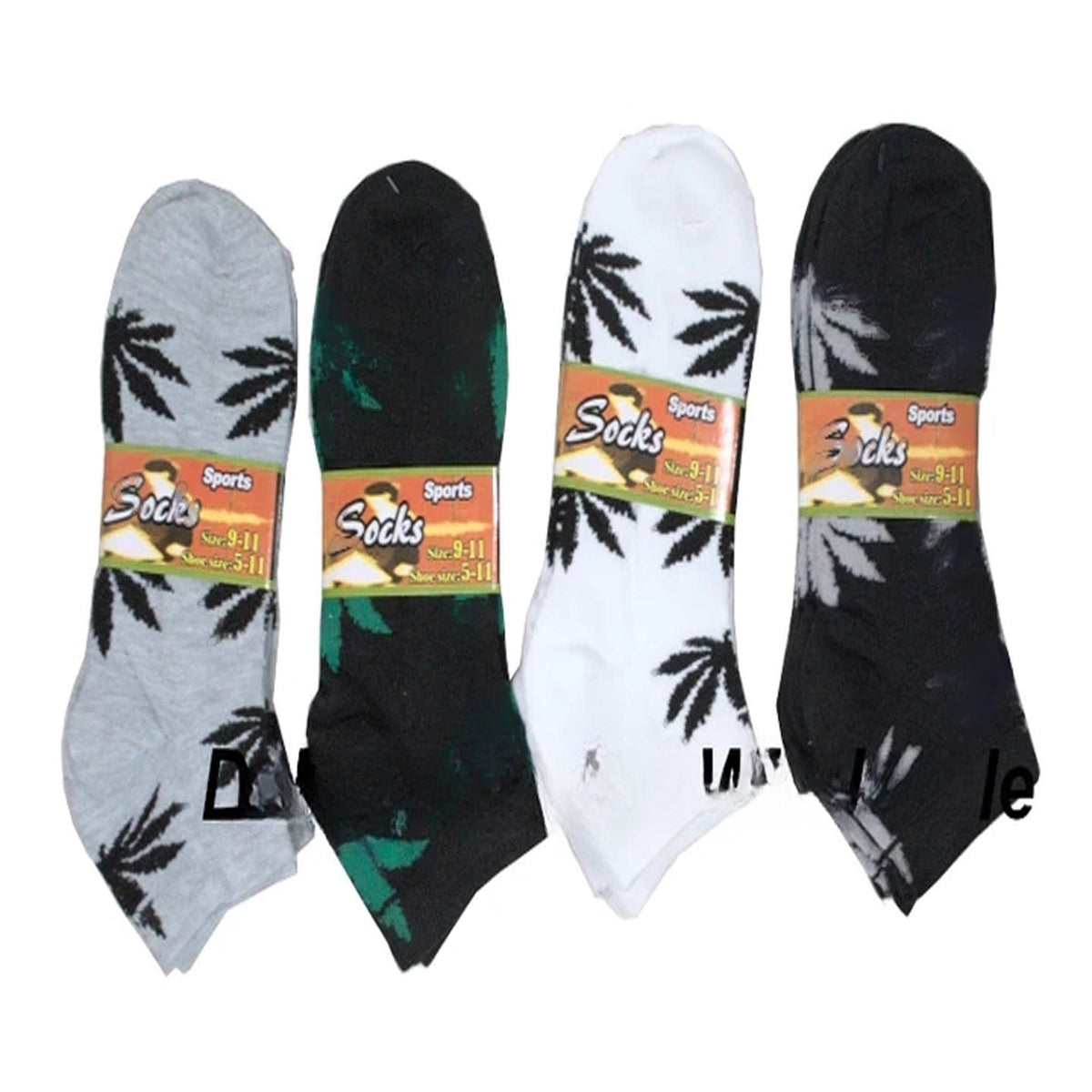 Wholesale Casual Low Cut Marijuana Ankle Socks MOQ -12 pcs