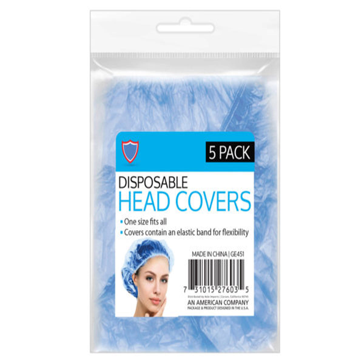 Keep Your Hair Neat with 5 Piece Disposable Head Protector  Blue Hairnets MOQ -24 pcs
