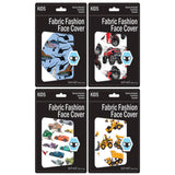 Boys Vehicle Washable Face Masks 4 Assorted Designs Soft, Breathable, and Reusable MOQ -100 pcs