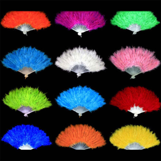 Wholesale Large 8-Inch Fluffy Feather Hand Fans Elegant and Functional (Sold by the piece or  dozen)