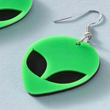 Wholesale Alien Head Space Earrings Long Dangle Statement Earrings for Space Enthusiasts (sold by the pair)