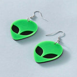 Wholesale Alien Head Space Earrings Long Dangle Statement Earrings for Space Enthusiasts (sold by the pair)