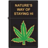 Wholesale Black Nature's Way Marijuana Leaf Flip Top Oil Lighter Assorted Styles (Sold by the piece or  dozen)