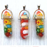 Glass Flower 1 1/2" Wire Wrapped Necklace Pendants- Assorted