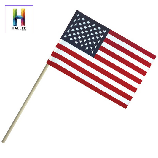 American 4 x 6 Inch Cloth Flag on a Stick- Sold By 6 PCs