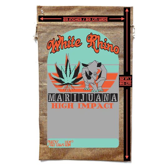 White Rhino Marijuana Burlap Bag - Majestic Cannabis Storage (Sold By Piece)