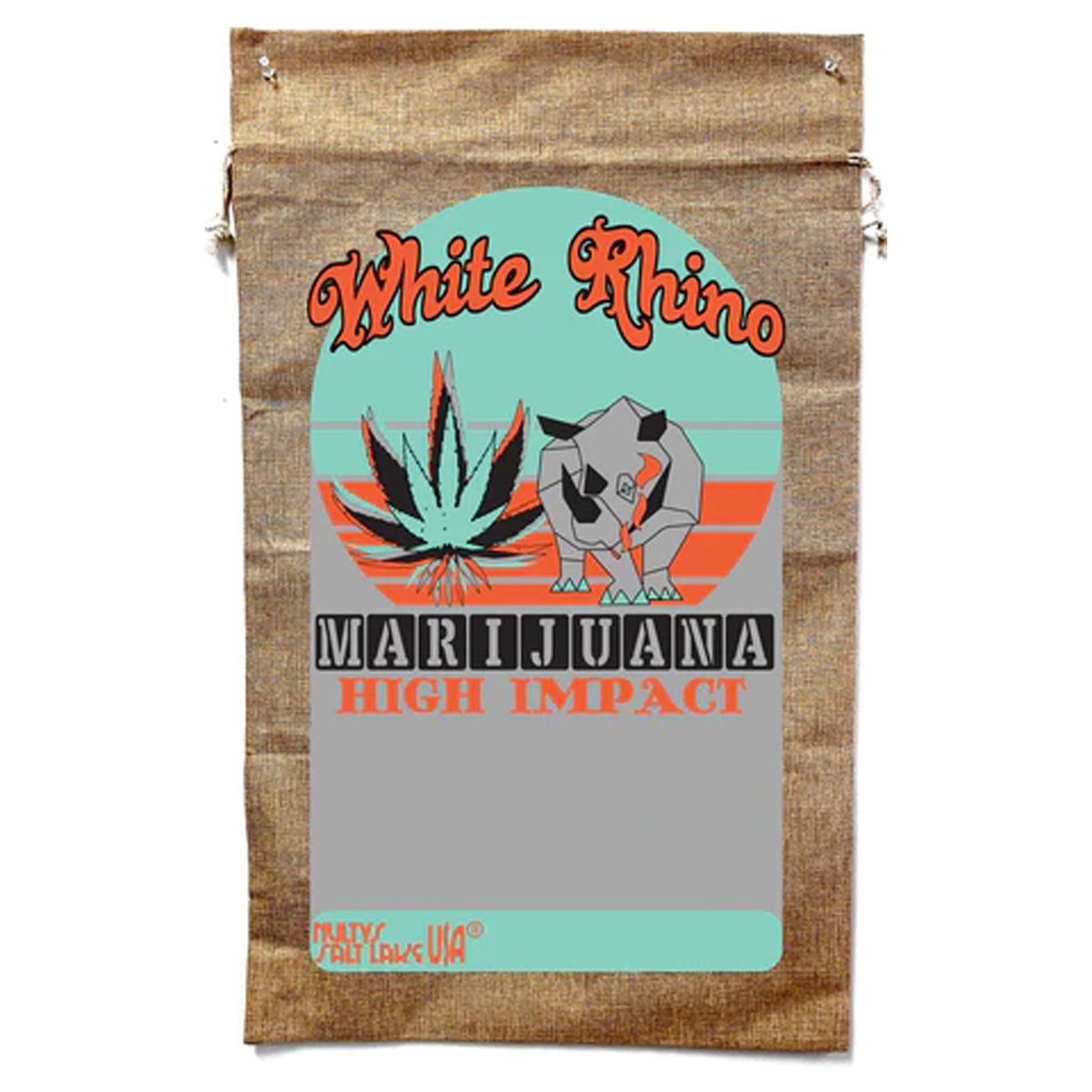 White Rhino Marijuana Burlap Bag - Majestic Cannabis Storage (Sold By Piece)