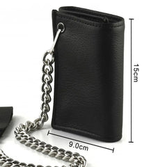 Wholesale New Punk Skull with Mohawk Trifold Leather Wallet with Chain (Sold By Piece)