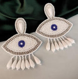 Embroidery Earring Optima Handmade Evil Eye Beaded Earrings for women & girls- Assorted