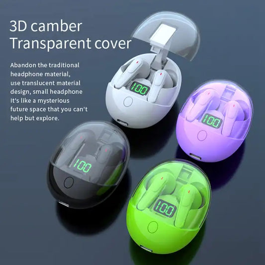 Transparent Color 5.3 Pro Wireless Bluetooth Earphone- Assorted