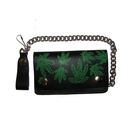 Wholesale Women's Multiple Marijuana Green Leaf Design Leather Wallet (MOQ-6)