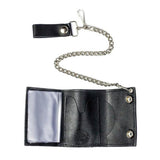 Wholesale Red Skull Head Trifold Leather Wallet With Chain (MOQ-6)