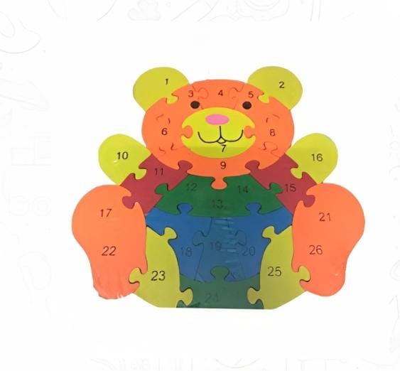 Wooden Teddy Bear Shaped 3D Puzzle Alphabet Learning Block Puzzle for Nursery Kids (A-Z, 1-26)  Boys and Girls