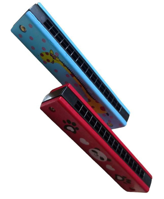 Harmonica Musical Toy 16 Holes Wooden Funny Painted Mouth Organ (Multicolor)
