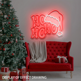 Merry Christmas Neon Sign - 'HO HO HO' Santa Hat Design, USB Powered, Perfect for Holiday Decor & Gifts