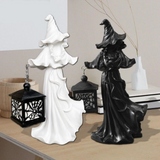 0709BA Witch Lantern Statue Halloween Decoration Desk for Holidays Clubs Restaurant