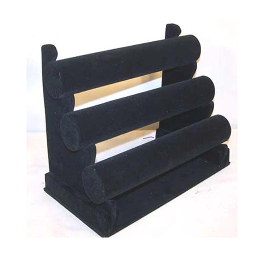 Wholesale  Three-Level Black Velvet Bracelet Display Rack Elegant and Spacious Jewelry Organizer (Sold by the piece)