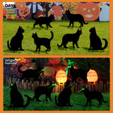 1707BA 6 Pack Black Cat Halloween Decorations Plastic Yard Signs With Stakes, Halloween Decorations Outdoor, Scary Silhouette With Glow In Dark Eyes For Outdoor Yard Lawn Garden Halloween Decor