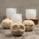 2808BA Funny Skull Pumpkin Head Silicone Candle Mold DIY Halloween Horror Theme Epoxy Plaster Soap Mold Baking Mould for Holiday Decor