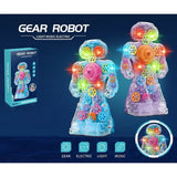 Wholesale Transparent Electric Light Up Spinning Mechanical Gear Robot