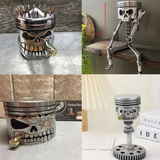 2307BA Carving Piston Skull Face Realistic Skull Sculpture Skull Man Head Statue Office Home Table Desk Decor Gift Desk Halloween Decor