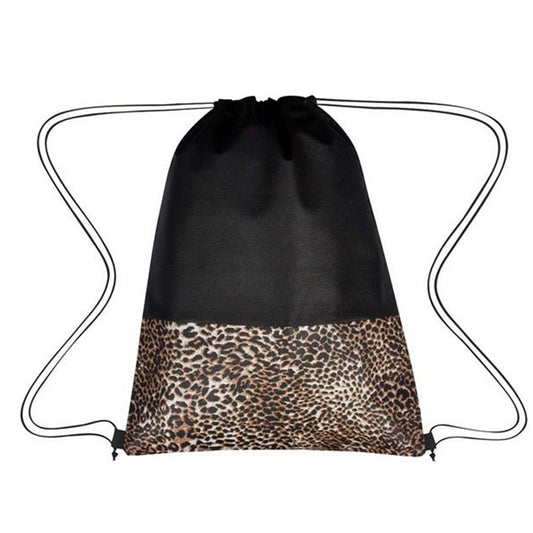 Wholesale Leopard Pattern Print Drawstring Closure Bag