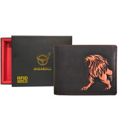 Men's Dark Brown Protected Printed Leo Genuine Leather Coin Wallet