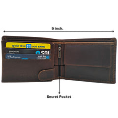 Men's Dark Brown Protected Printed Leo Genuine Leather Coin Wallet