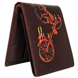 New Genuine Leather Dark Brown Color Ghost Rider Print Wallet For Men's