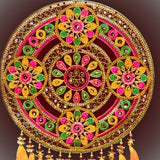 Flower Stone Wall Hanging Handmade Embroidery Work Kutch Handicraft Item for Home/Office Decor