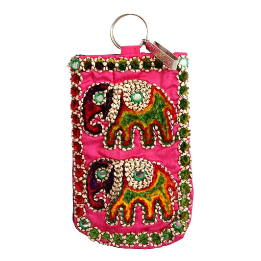 New Bewutiful Pink Color Small Clutch Bag With Elephant Embroidery For Ethnicity