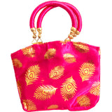 Premium & Stylish Pink Clutch Bag With Round Handle For Ladies Hand Bag