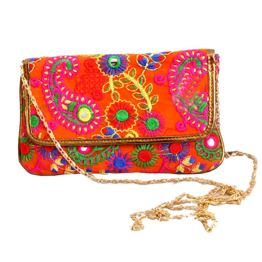 Vibrant Coloured Embroidery Work  Purse With Sling For Womwn's