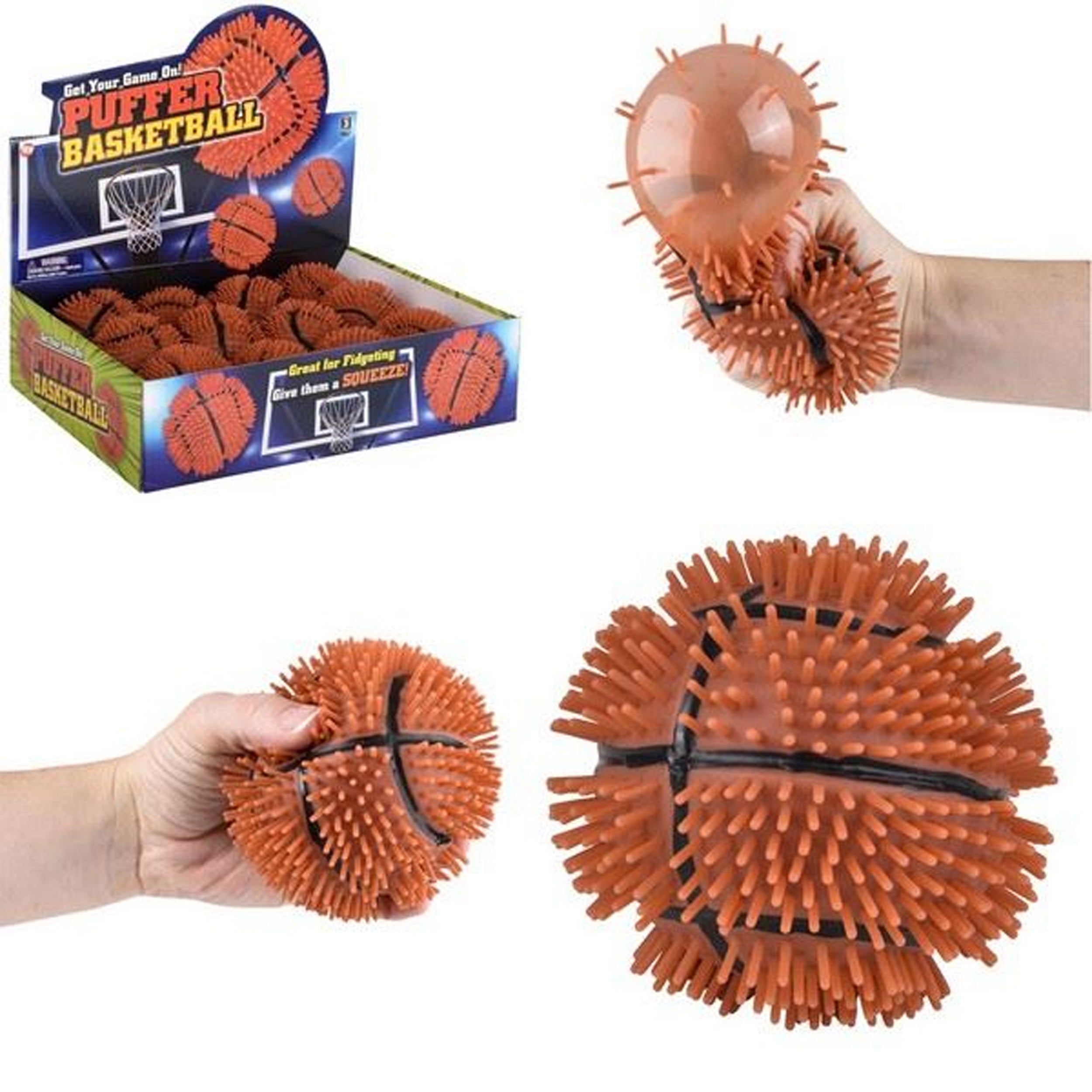 Bubble Squeeze Basketball Puffer Balls Air Filled Center Super Squeezable Texture Soft Rubbery Spikes