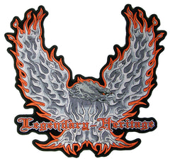 Buy JUMBO LEGENDARY HERITAGE FLAMING EAGLE WINGS UP PATCH 12 INCHBulk Price