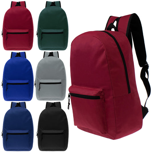 Buy 17" Kids Basic Wholesale Backpack in 6 Colors - Bulk Case of 24