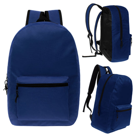 Buy 17" Kids Basic Wholesale Backpack in Navy - Bulk Case of 24 Backpacks