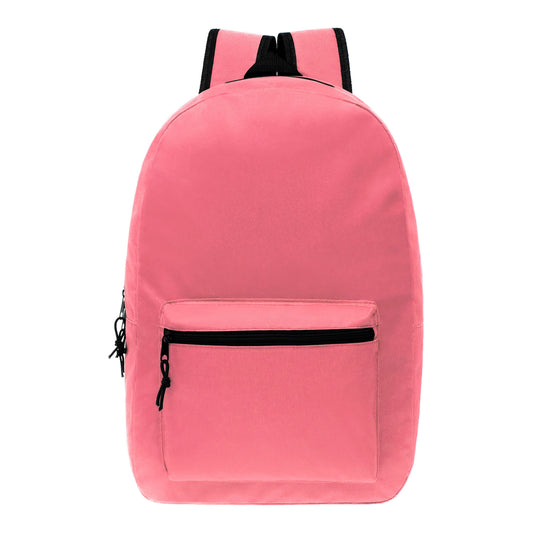 Buy 17" Kids Basic Wholesale Backpack in Pink - Bulk Case of 24 Backpacks