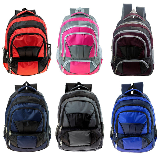 Buy 16" Premium Padded Wholesale Backpacks in 6 Assorted Colors - Bulk Case of 24 Bookbags
