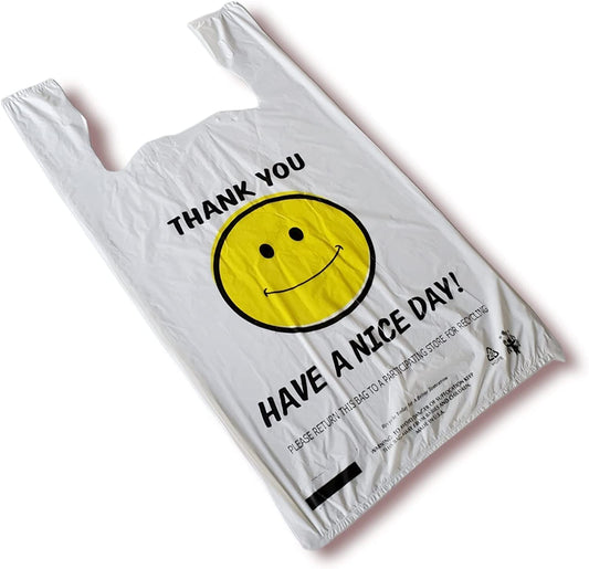 Happy Smiley Face 1/6 T-shirt Plastic Bag 18MIC-500 CS