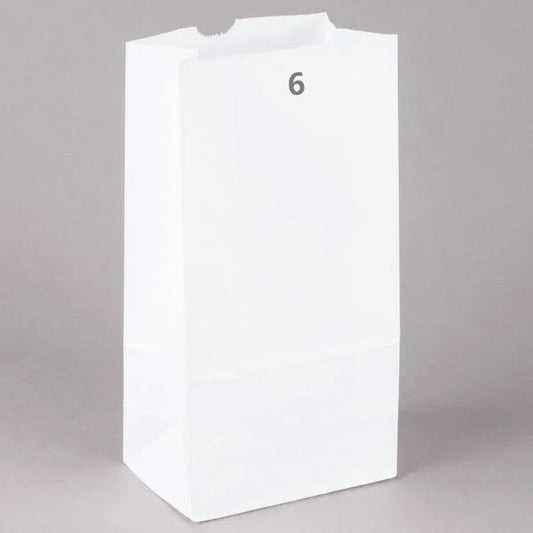 6 lb. White Paper Bag – 500/Bundle