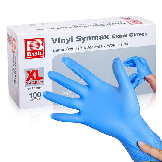 X Large Disposable Vinyl Exam Gloves, 100 Count