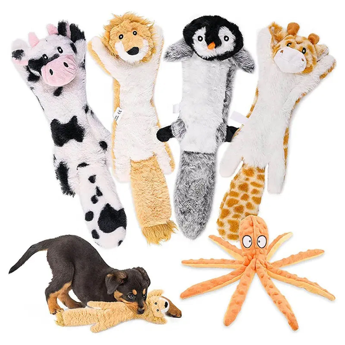 Crinkle Dog Plush Pet Toy - No Stuffing Animals Dog Chew Toy for Interactive Playtime