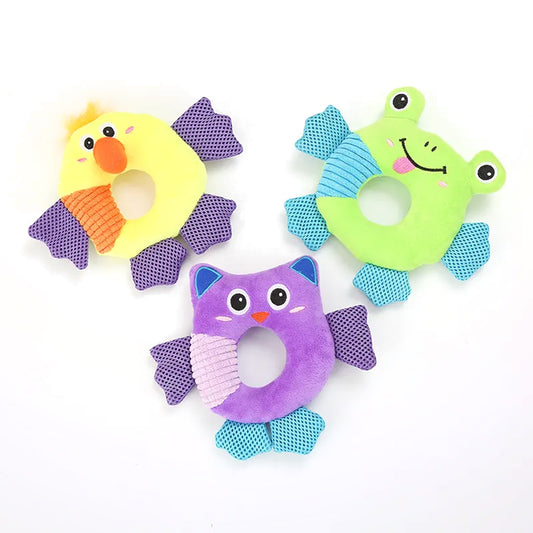 3 Different Shapes Squeaky Plush Dog Toy Interactive For Puppy