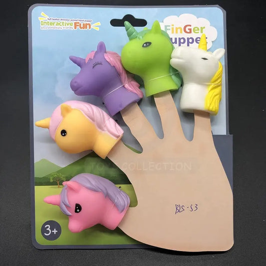 Unicorn Animal Finger Puppets Toy - Set of 5 Assorted Designs for Kids