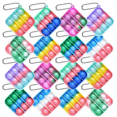 tie dye mini square pop it fidget toy keychains