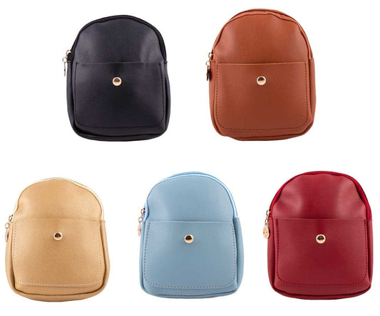 Buy 7" Mini Faux Leather Wholesale Backpack in 5 Assorted Colors - Bulk Case of 24