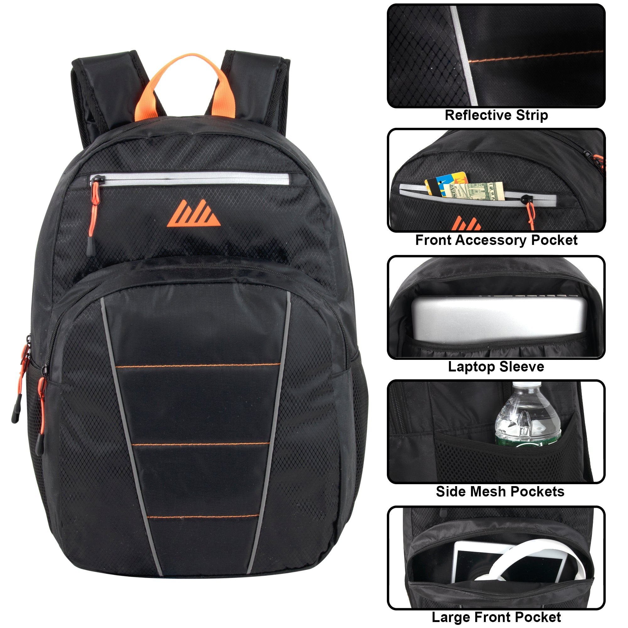 backpack with 18 inch laptop sleeve 18-Inch Reflective Strip Backpack with Laptop Sleeve